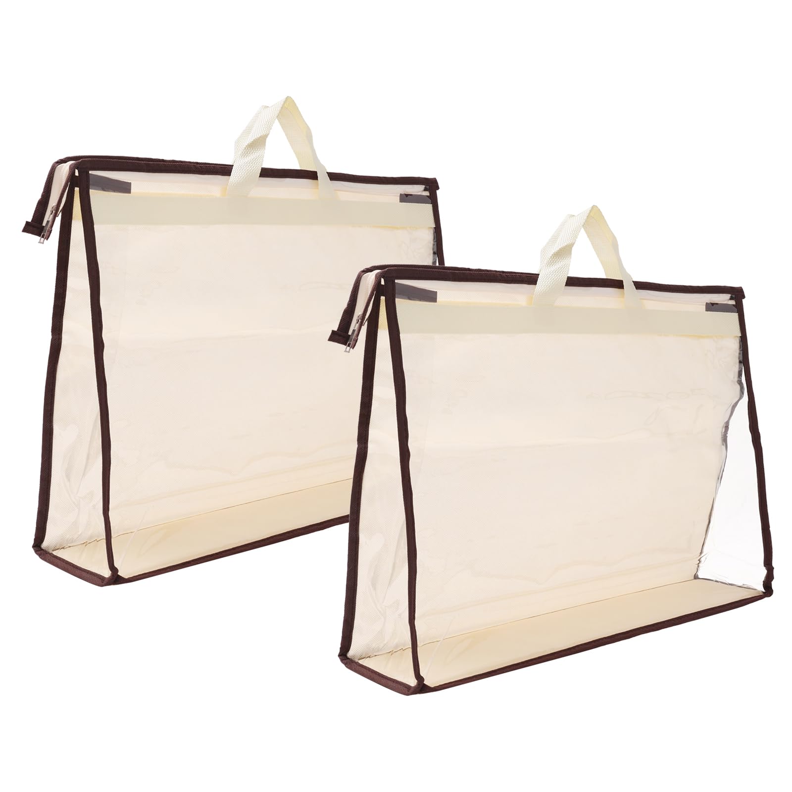 PATIKIL Handbag Dust Bags, 2 Pack Clear Purse Storage Organizer XXL Size PVC Dustproof Handbag Cover Transparent Purse Protector, Beige