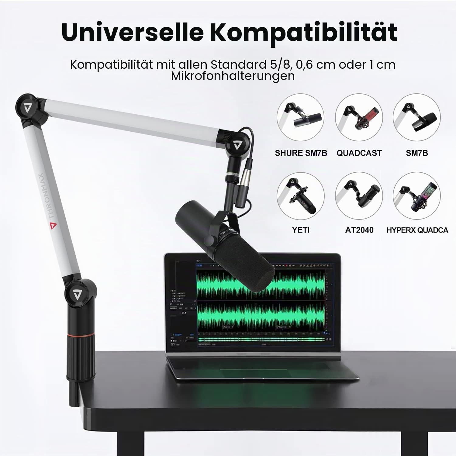 THRONMAX S5 Mikrofonständer Galgenarm, verstellbarer 360° drehbarer Mikrofonarm