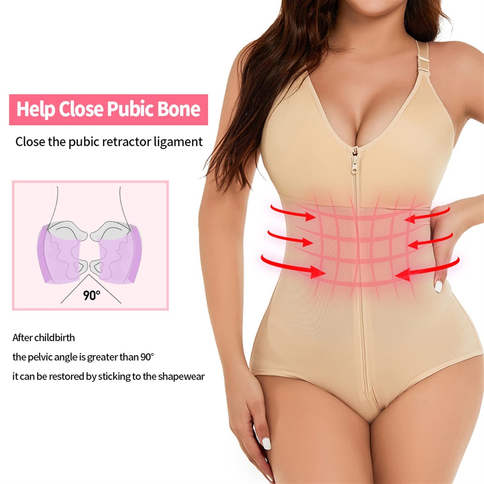MMRTDJDR Body para Mujer Fajas De Control De Abdomen Faja Postquirúrgica Body Faja Levantador De Glúteos De Talla Grande,Black-Large
