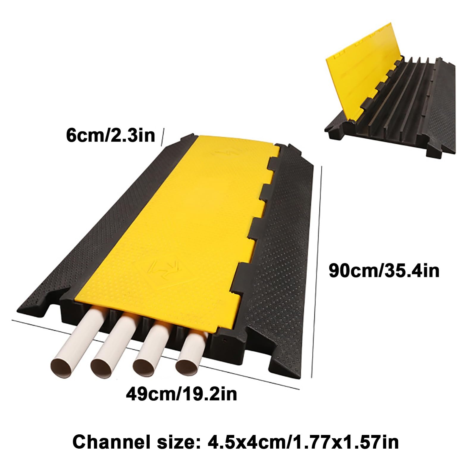 Pasacables de Suelo para Proteger Las Cables Protector de PVC y Caucho para Cable de Suelo de 4 Canales, Capacidad de Carga de 5000kg, para Uso en Exteriores e Interiores