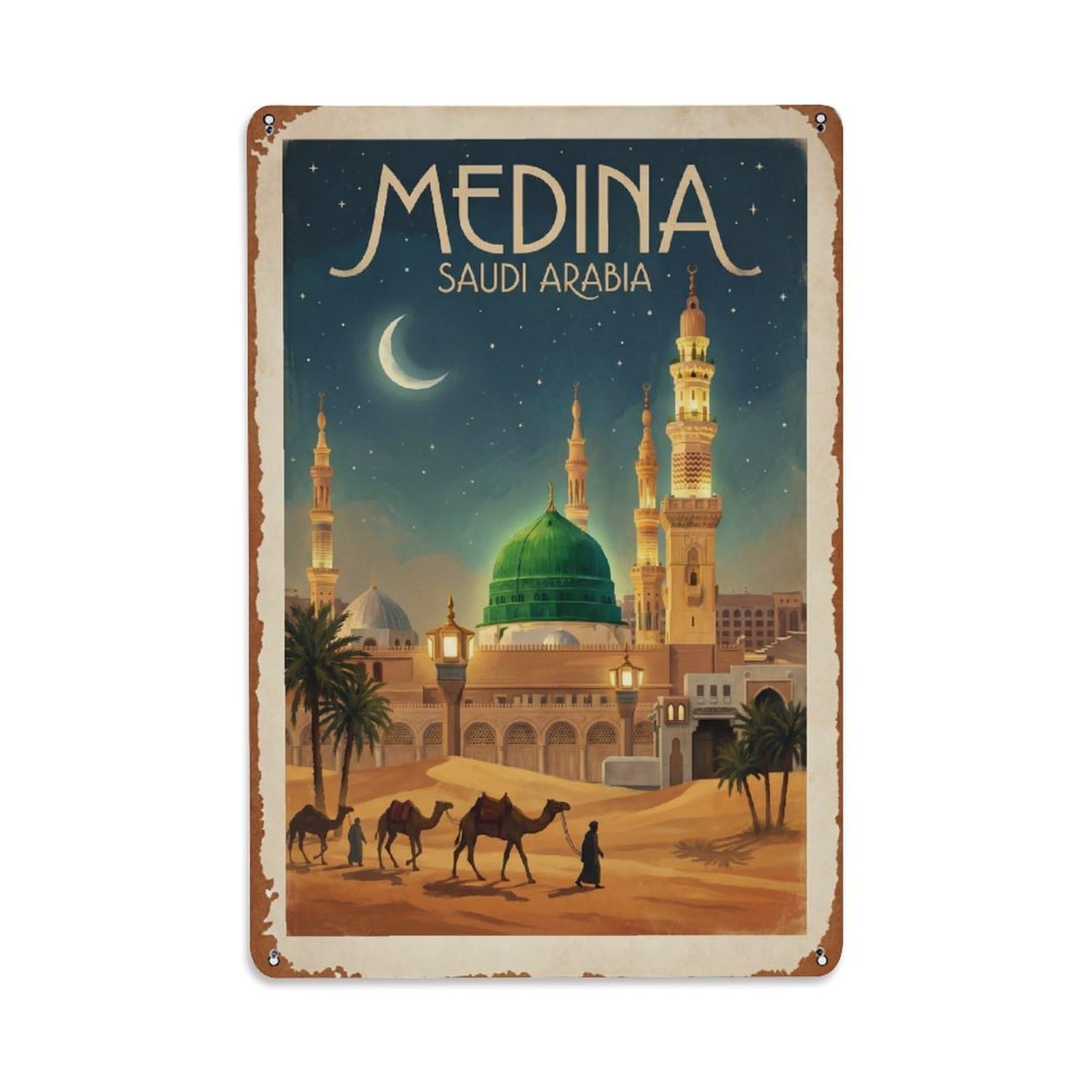 Metal Tin Sign Retro Saudi Arabia Medina Travel Wall Deco
