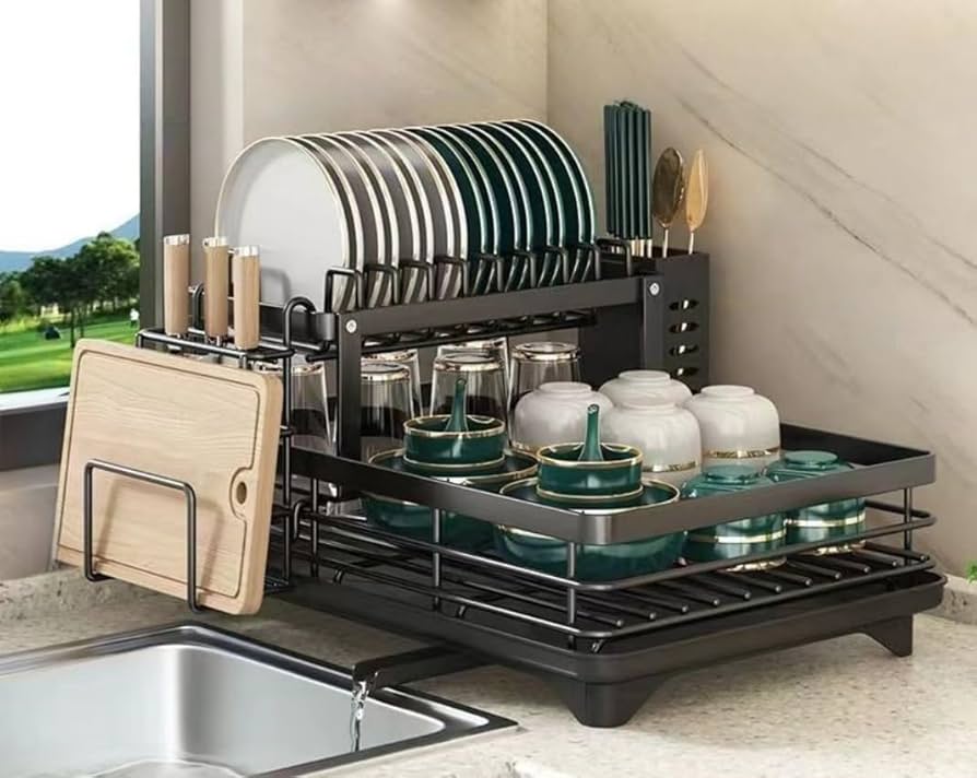 水切りラック パール金属 水切りかごバスケット 2段スリム AZ-5514をレビュー