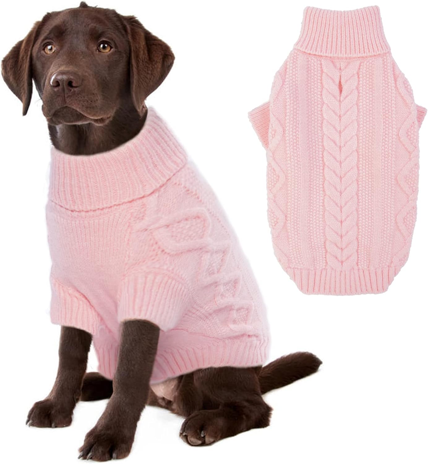 Hjumarayan Dog Jumper Pink Knitted Dog Jumpers for Puppy Small Medium Dogs, Warm Pet Clothes