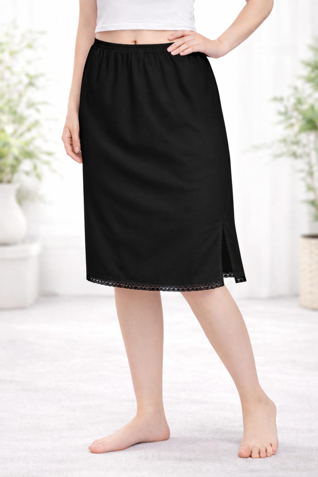mybody Cotton Rich Regular Skirt Slip for Women - Knee Length-picture-31