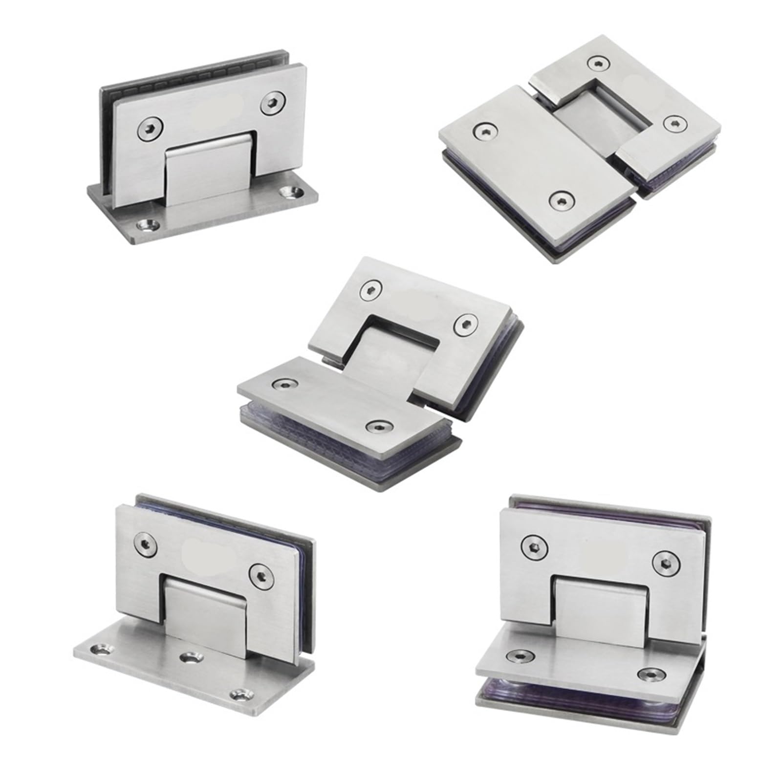 Bisagras para mamparas de ducha, Bisagra de puerta cepillo níquel vidrio sin marco 90 grados abrazadera baño(Silver Ss 90sb)