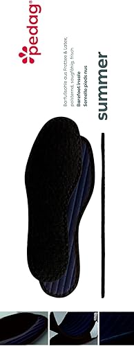 Miniatura 5 de Pedag Summer - Plantilla alemana de rizo de algodón puro, lavable, absorbente del sudor, control de humedad, negro, EE. UU. 12l29.5ft42 EU (paquete