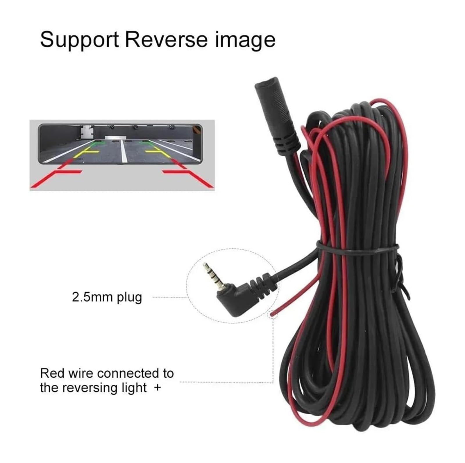 Kit Caméra Recul Rétroviseur Voiture Dashcam HD Streaming Écran 10 Pouces 4 Broches 1080P Caméra Recul Étanche À Image Inversée(No Wires)