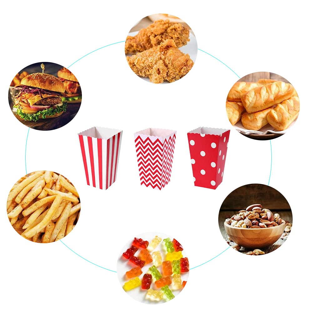 Cajas de Palomitas,36pcs Caja de Palomitas de Maíz,Bolsa de Palomitas,Bolsas de Palomitas de MaíZ para Los Bocados del Partido Los Dulces Las Palomitas (rojo)