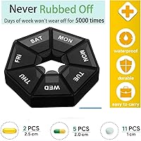 Vista 8 de Organizador semanal de píldoras, paquete de 2 cajas, estuche para medicamentos libre de BPA, caja de píldoras para suplementos, medicamentos