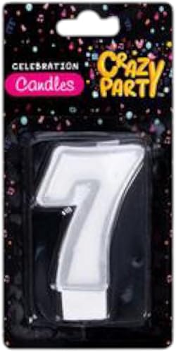 Birthday Candle Single Silver Number No.7, 5pcs