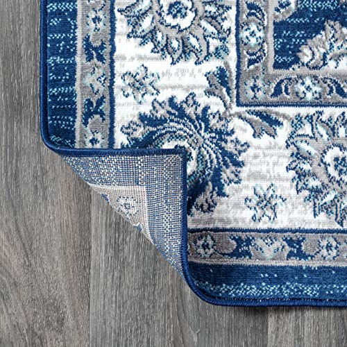 Tapete Modern Vintage Marroquí Azul Marino/Gris Claro 5x8 miniatura 4