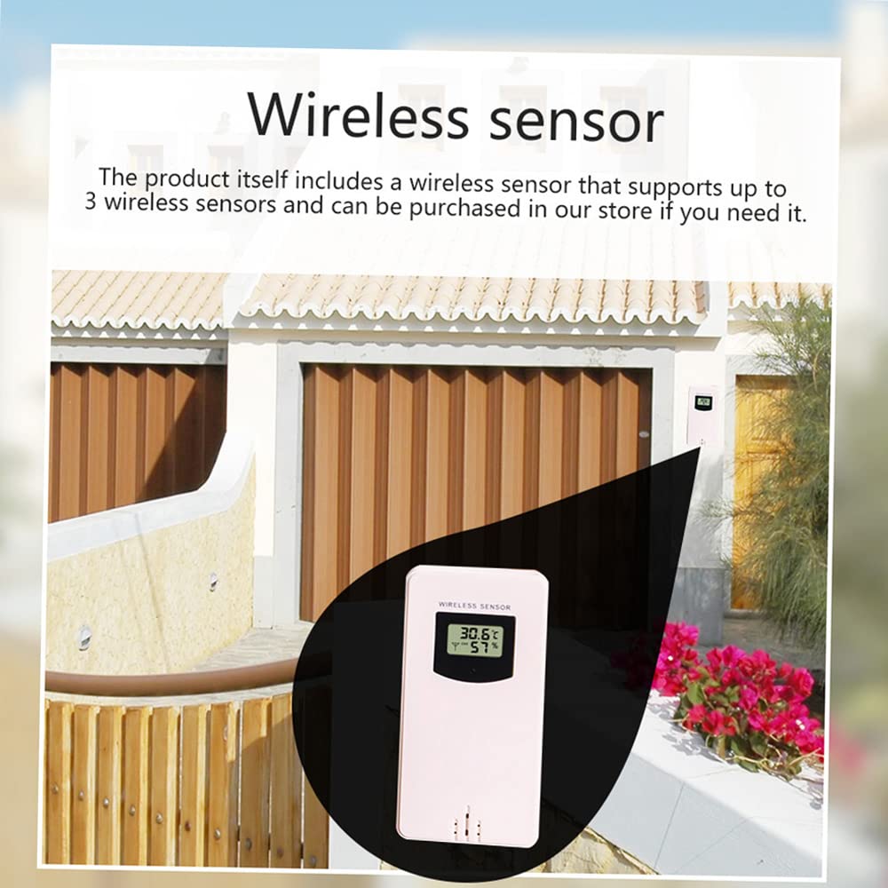 Multifunktionale Farb-WiFi-Wetterstation APP-Steuerung Smart Weather Monitor Indoor-Außentemperatur Luftfeuchtigkeit Barometrische Windgeschwindigkeit Digitaluhr-Funktionen mit Außensensor