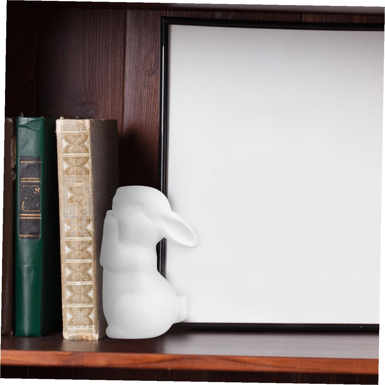 2pcs White Ceramic Rabbit Bookends Decorative Easter Bunny Book Stand for Desktop Non-Slip Student Book Holder Stylish Home Office Desk Ornament