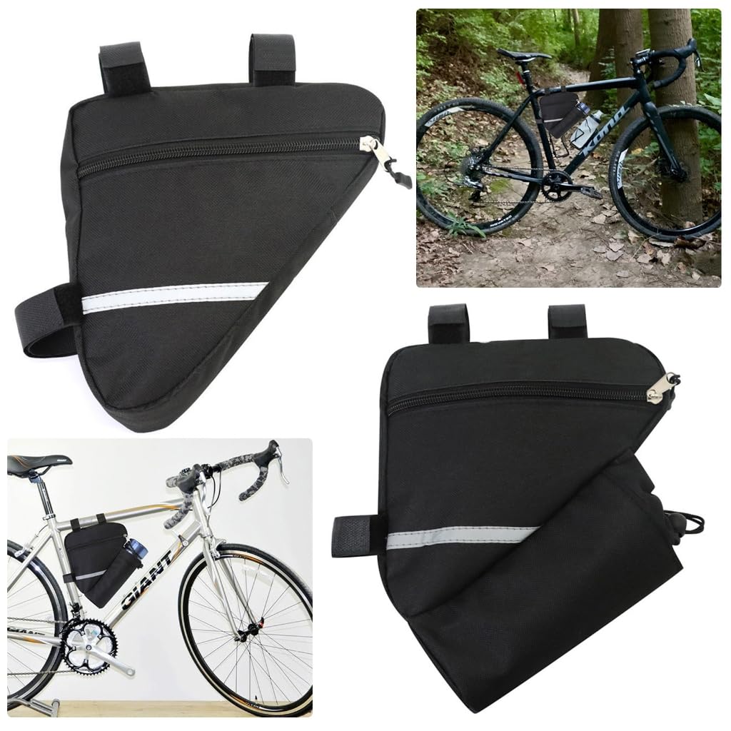 Vdaxvme Bike Triangle Frame Bag Waterproof Bicycles Front Handlebar Bag Strap-On Saddle Bag Cycling Bike Storage Tube Bag