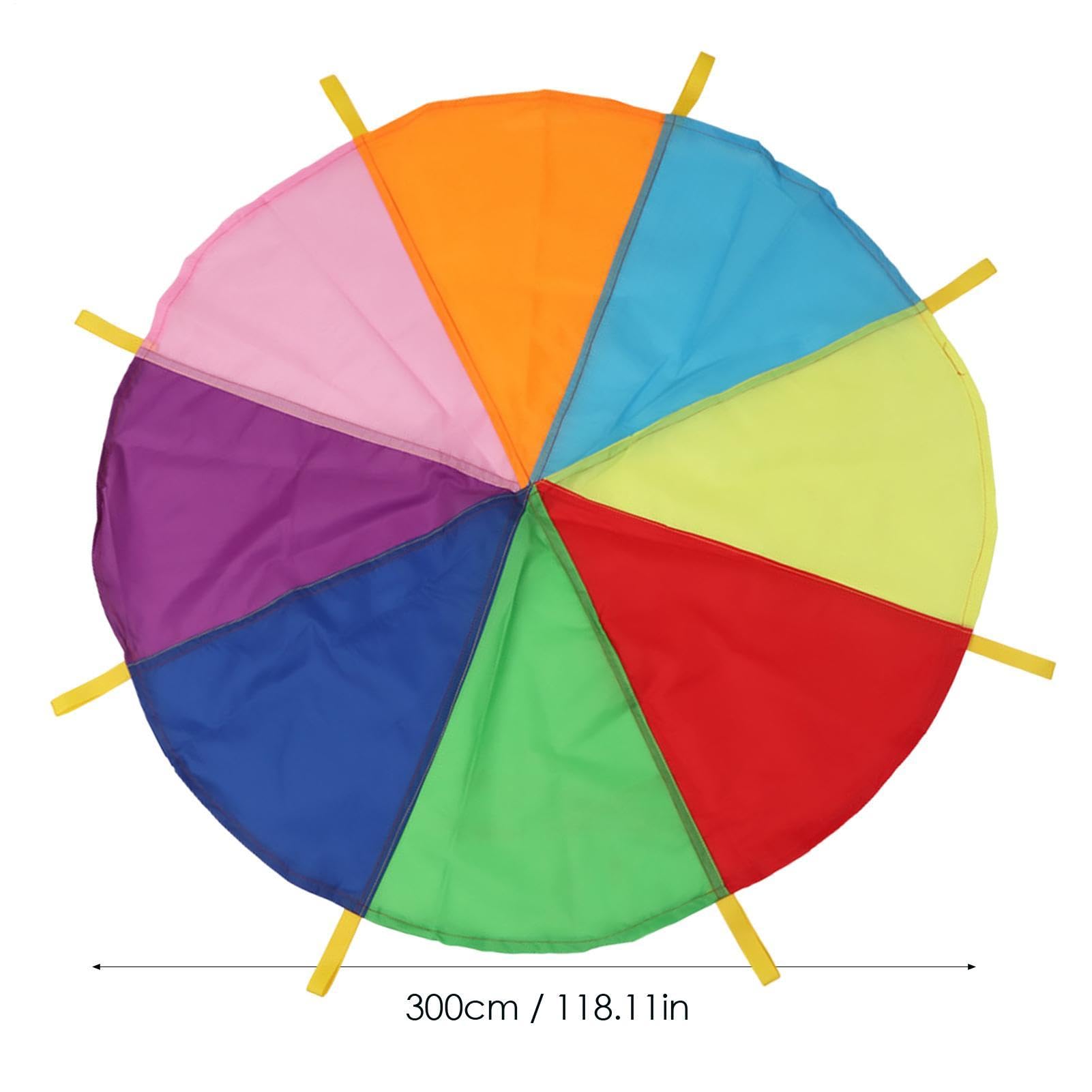 Paracadute Rainbow Gym - Paracadute all'aperto 5 m con manici sensoriali, giocattolo di attività di gruppo in nylon leggero, attrezzatura per esercizi, gioco di coordinamento della Po