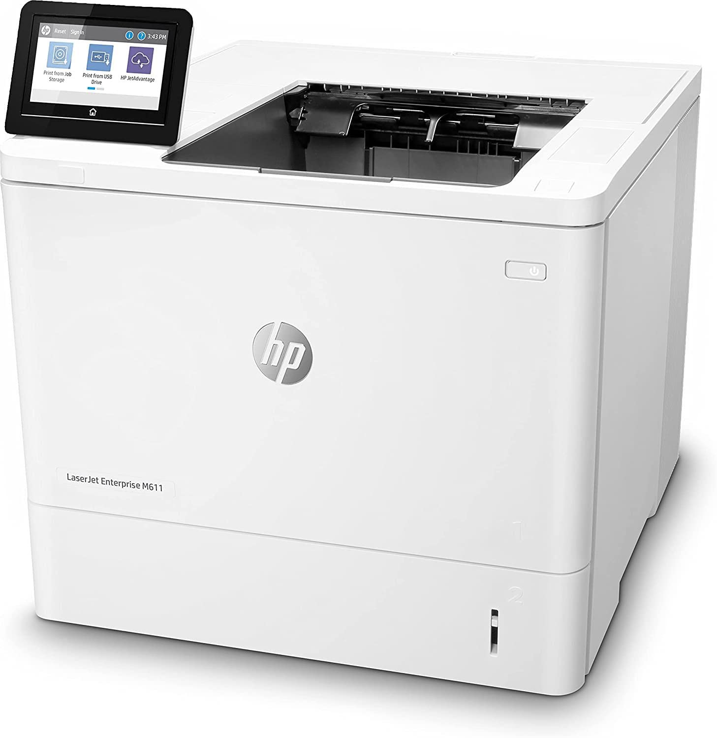 HP LaserJet Enterprise M611dn 7PS84A, Stampante a Singola Funzione A4, Stampa Fronte e Retro Automatica in b/n, 61 ppm, USB, Gigabit Ethernet, Smart, Display Touch a colori da 10,9 cm, Bianca