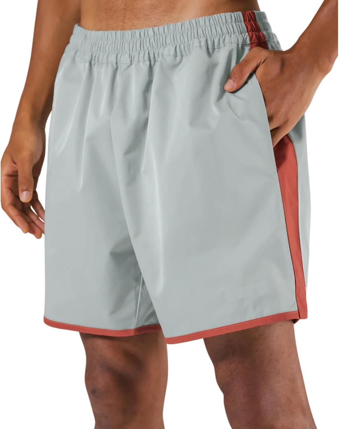 Mens Sports Quick Dry Shorts Summer Outdoor Elastic Waist Athletic Solid Color Casual Shorts with Pockets