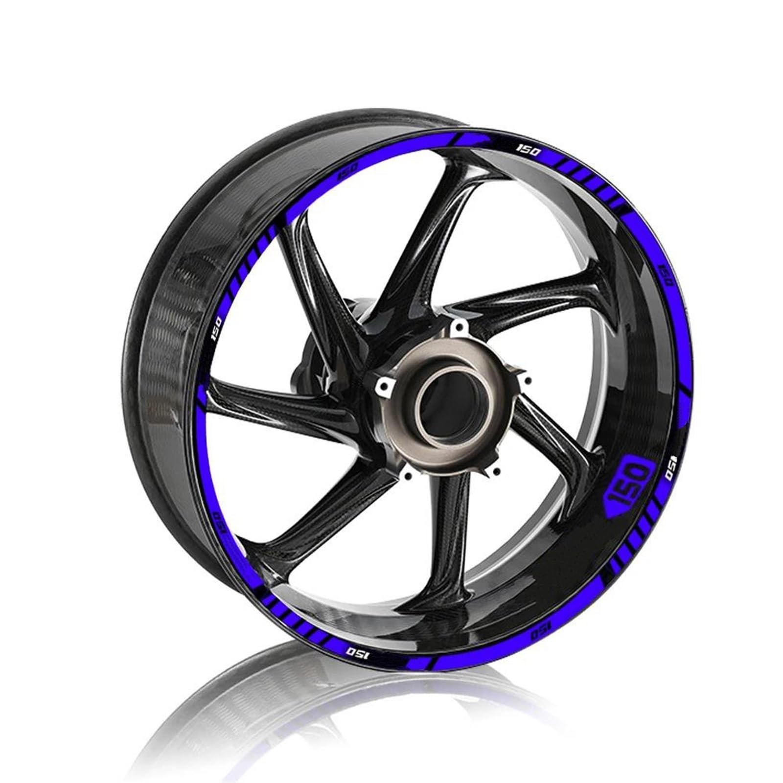 Kompletter Satz Aufkleber Für Vorder- Und Hinterradfelgen, Dekorative, wasserdichte, Reflektierende Motorradfelgenaufkleber Für PCX125 PCX150(150-blue)