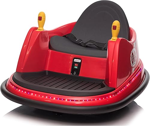 JOYMOR Auto de parachoques para niños vehículo eléctrico de 6 V con control remoto luces LED intermitentes y giro de 360 grados 2 modos de