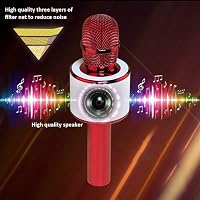 BONAOK 3 az 1-ben vezeték nélküli karaoke mikrofon piros, Bluetooth 4