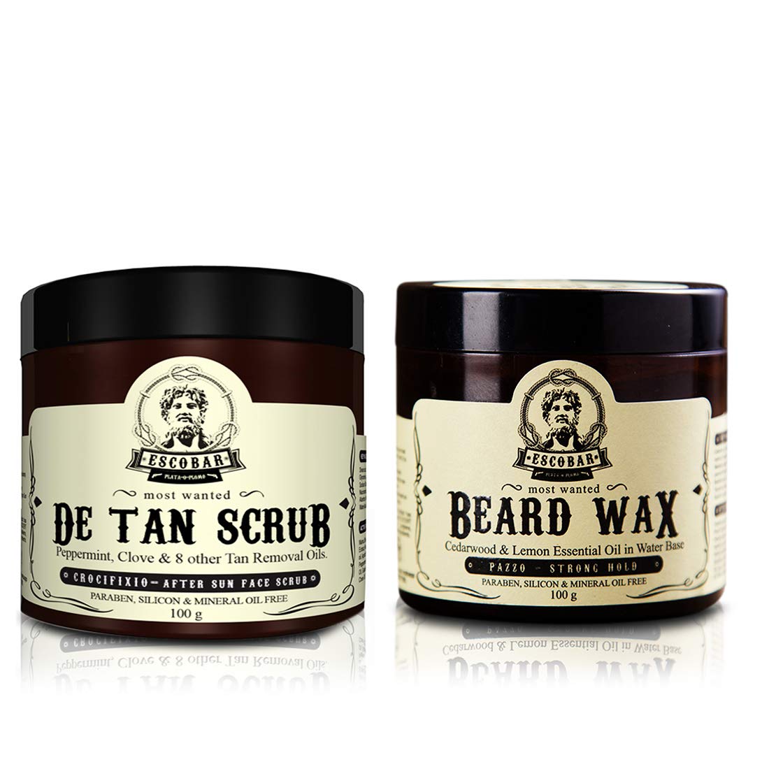 Escobar De Tan Face Scrub & Beard Wax For Remove Blackheads, Pimple, Beard Make Shine, Men, 200gm Each, Pack of 2