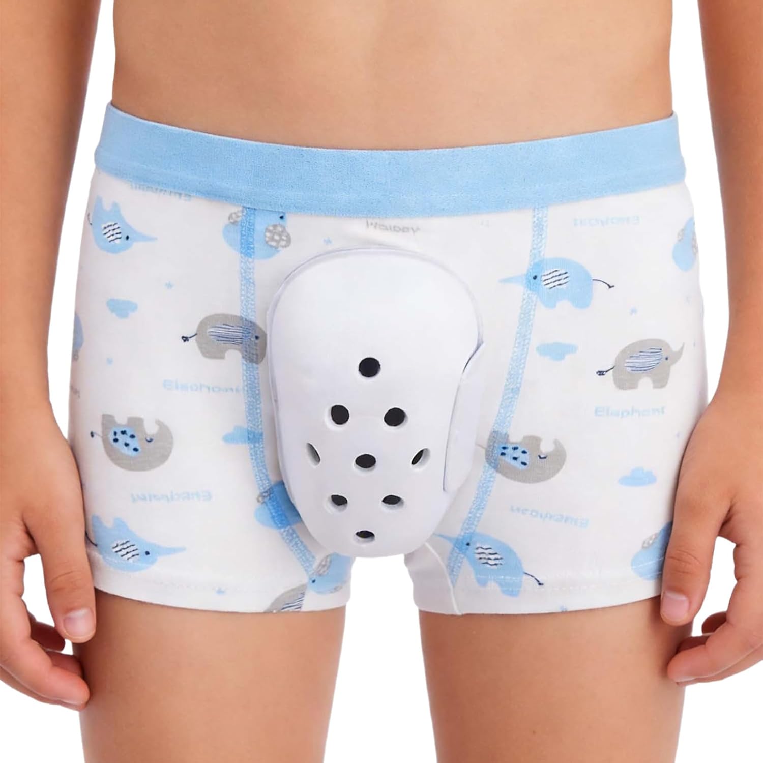 Boys Adaptive Clothes Post Op Recovery Boxer Briefs Fun Print Incontinence Protective Guard Underwear with Foam Cup