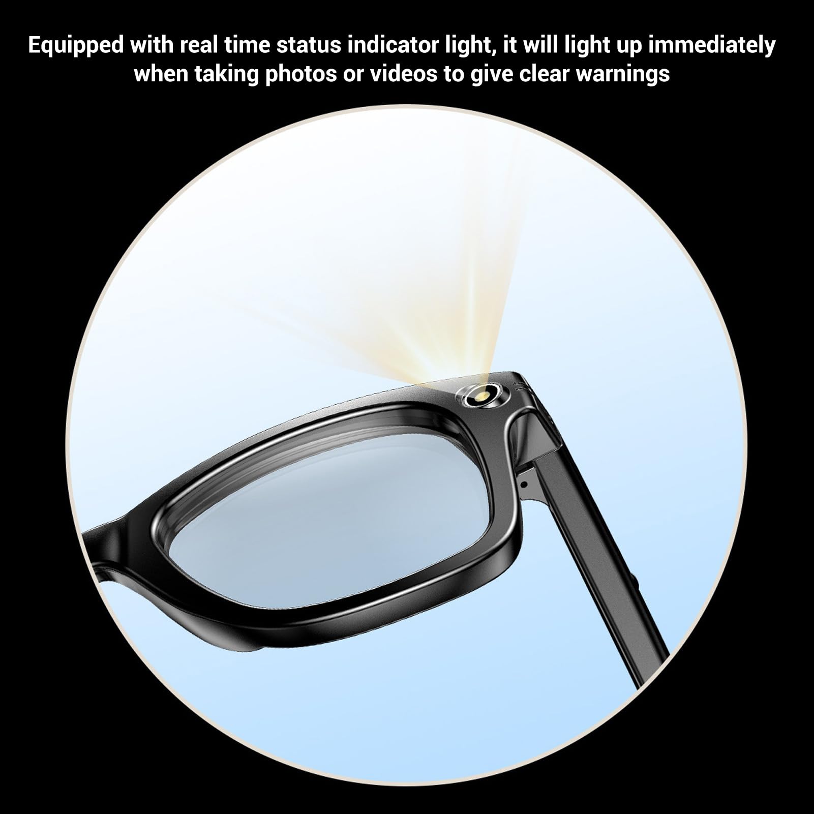 Jectse Lunettes Intelligentes AI, Lunettes Bluetooth avec Caméra HD avec Prise en Charge ChatGPT pour L'enregistrement de Voyage à Vélo en Plein Air, Vidéo 720P 2 Heures de Lecture