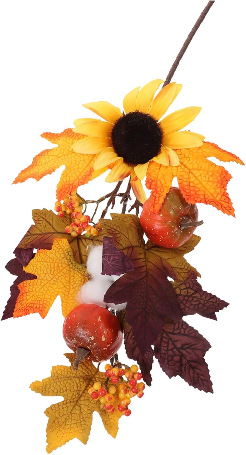 LIFKOME Fall Harvest Pumpkin Maple Leaf Swag Artificial Thanksgiving Decor for Front Door Home Autumn Wall Hanging for Indoor Outdoor Use