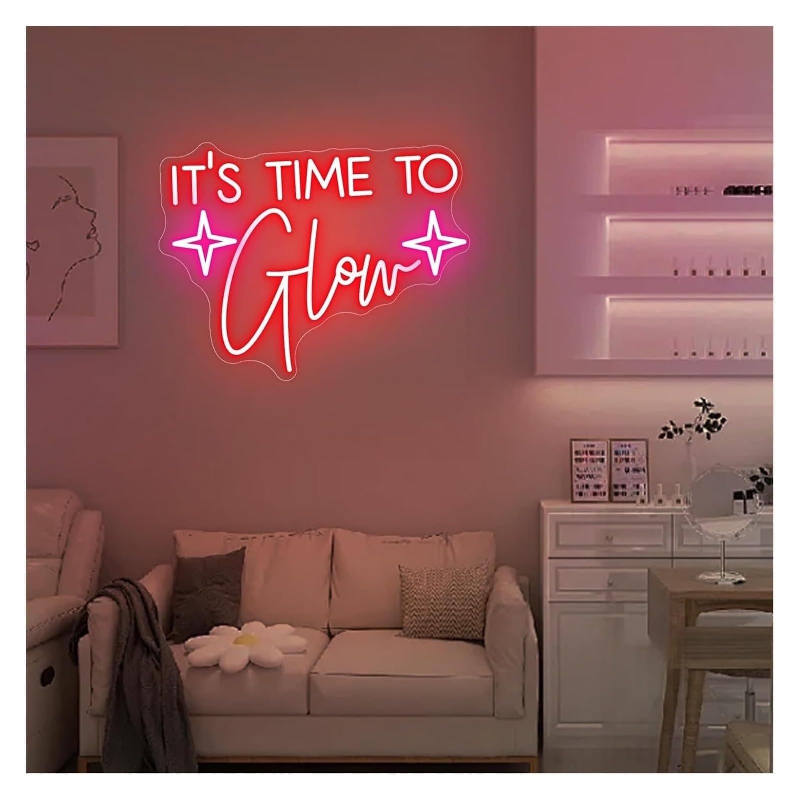 Aextroi neon Lights Sign Neon Signs Decor Sign It's Time to Glow,45cm