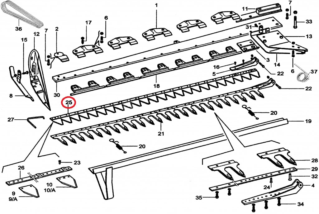 Lama a 28 sezioni rigate cm 212 per barre falcianti compatibile con G&S