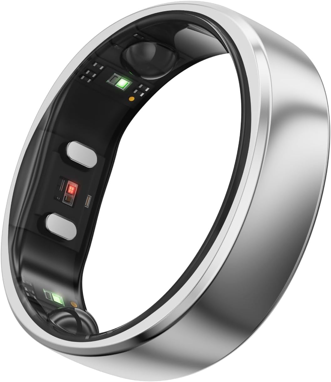 RingConn Gen 2, World’s First Smart Ring with Sleep Apnea Monitoring, No APP Subscription, 12-Day Battery Life, Stress/Heart Rate/Women's Health Tracker, Android & iOS Compatible (Silver, Size 7)