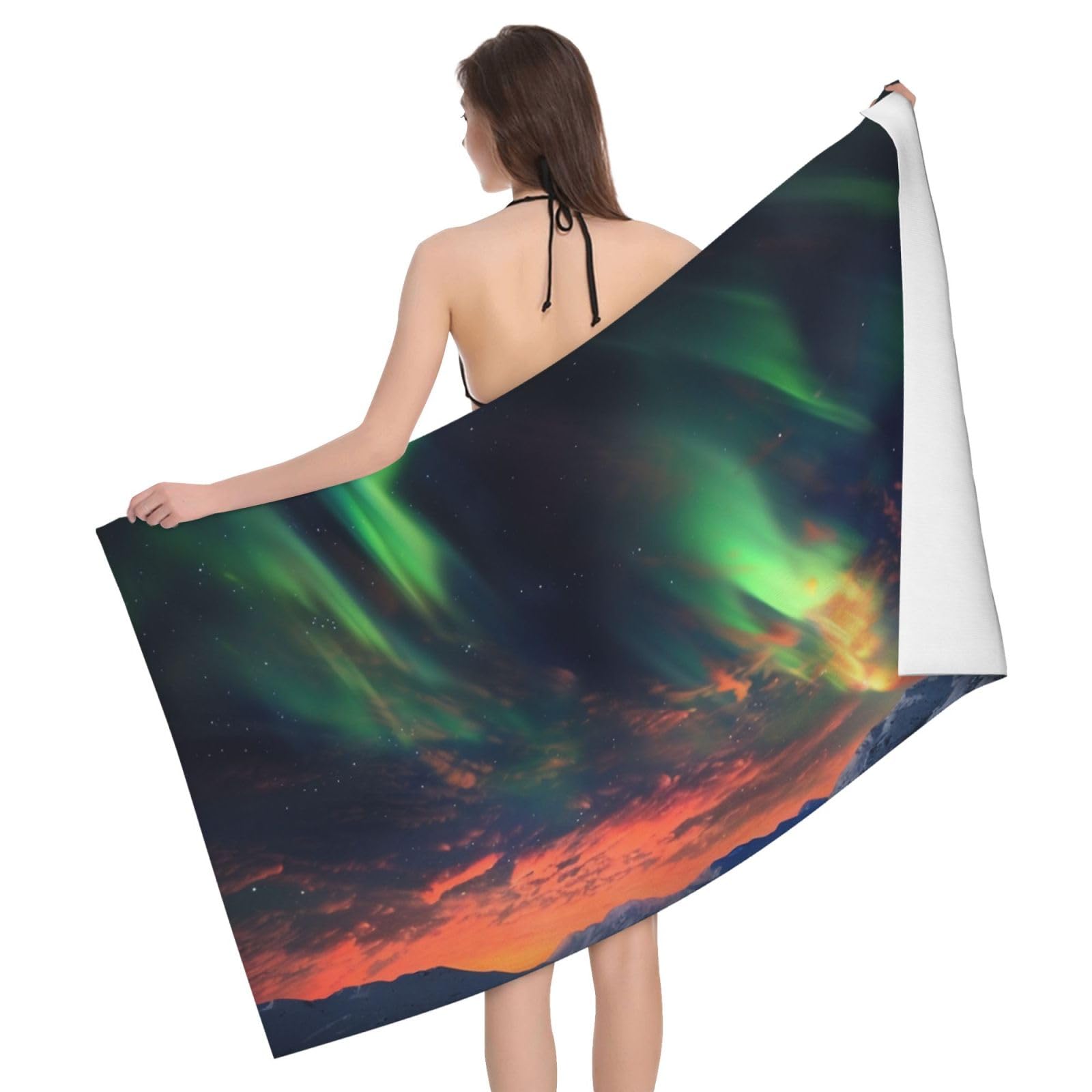 BWWHCCTI aurora Printed Microfiber Quick Dry Bath Towel, Soft Beach Towels for Travel,Camping,Gym,Beach,Swimming,Yoga, 130x80 CM