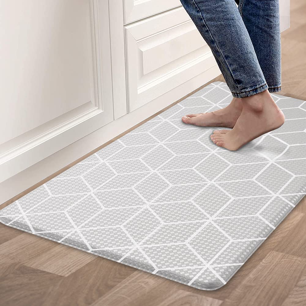 Kitchen Rugs Mat Anti Fatigue Comfort Cushion Floor Mats, Non Slip Waterproof Kitchen Mats, Suitable for Kitchen, Laundry, Bathroom, Living Room, 30.3"x 17.3", Grey