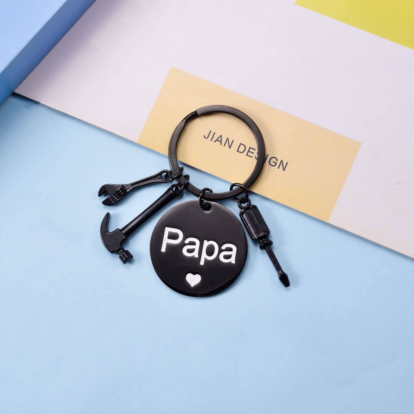 CheersLife Regalo per la Festa del Papà,Regalo Papa Portachiavi Papà,Regalo di Compleanno per Uomo Acciaio Inossidabile Portachiavi per Auto Portachiavi con Lettere