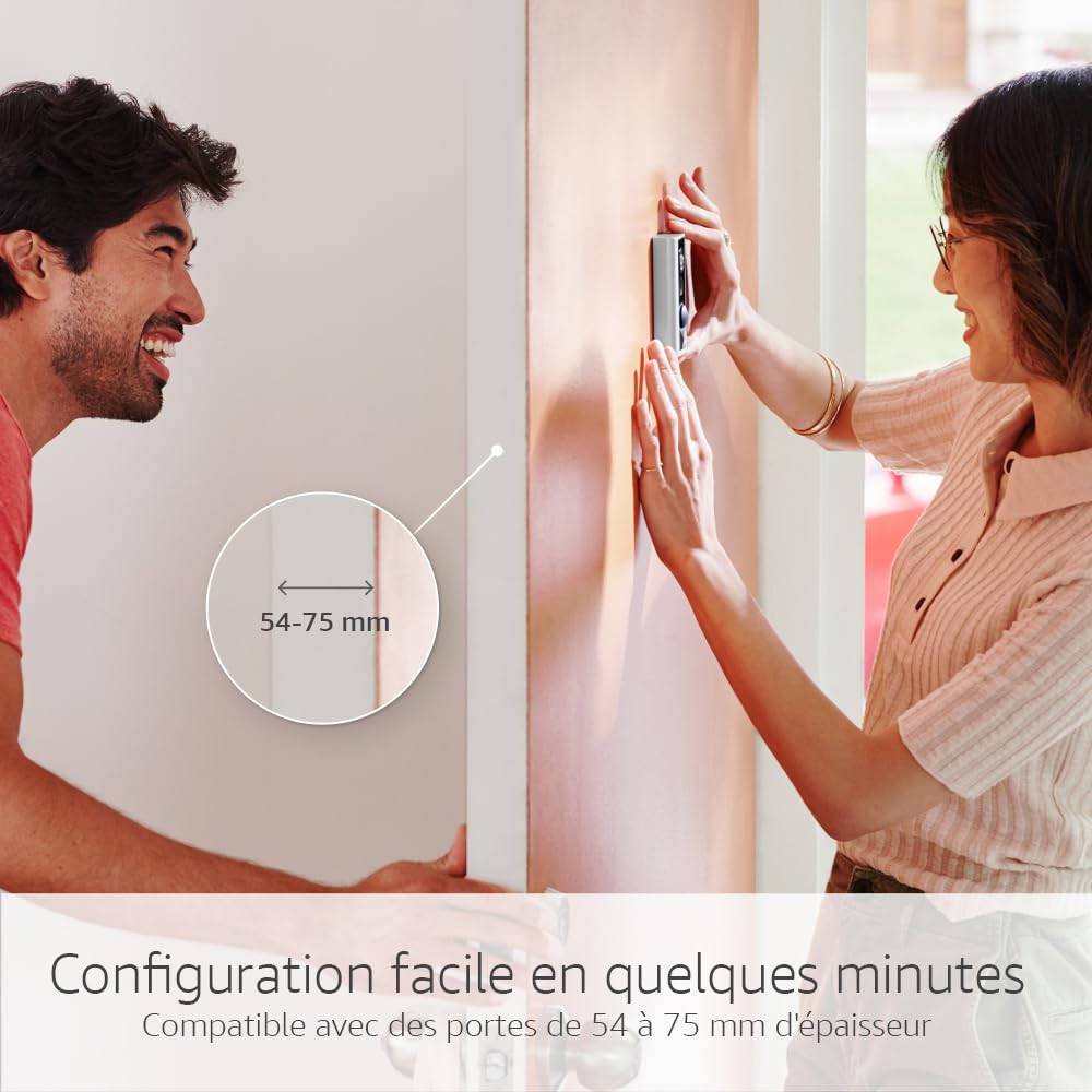 Judas vidéo sans fil Ring (Door View Cam) | Pour portes de 54 à 75 mm d'épaisseur (version recommandée) | Sonnette sans fil avec caméra, vidéo HD 1080p et Wi-Fi | Essai Ring Home gratuit 30 j.