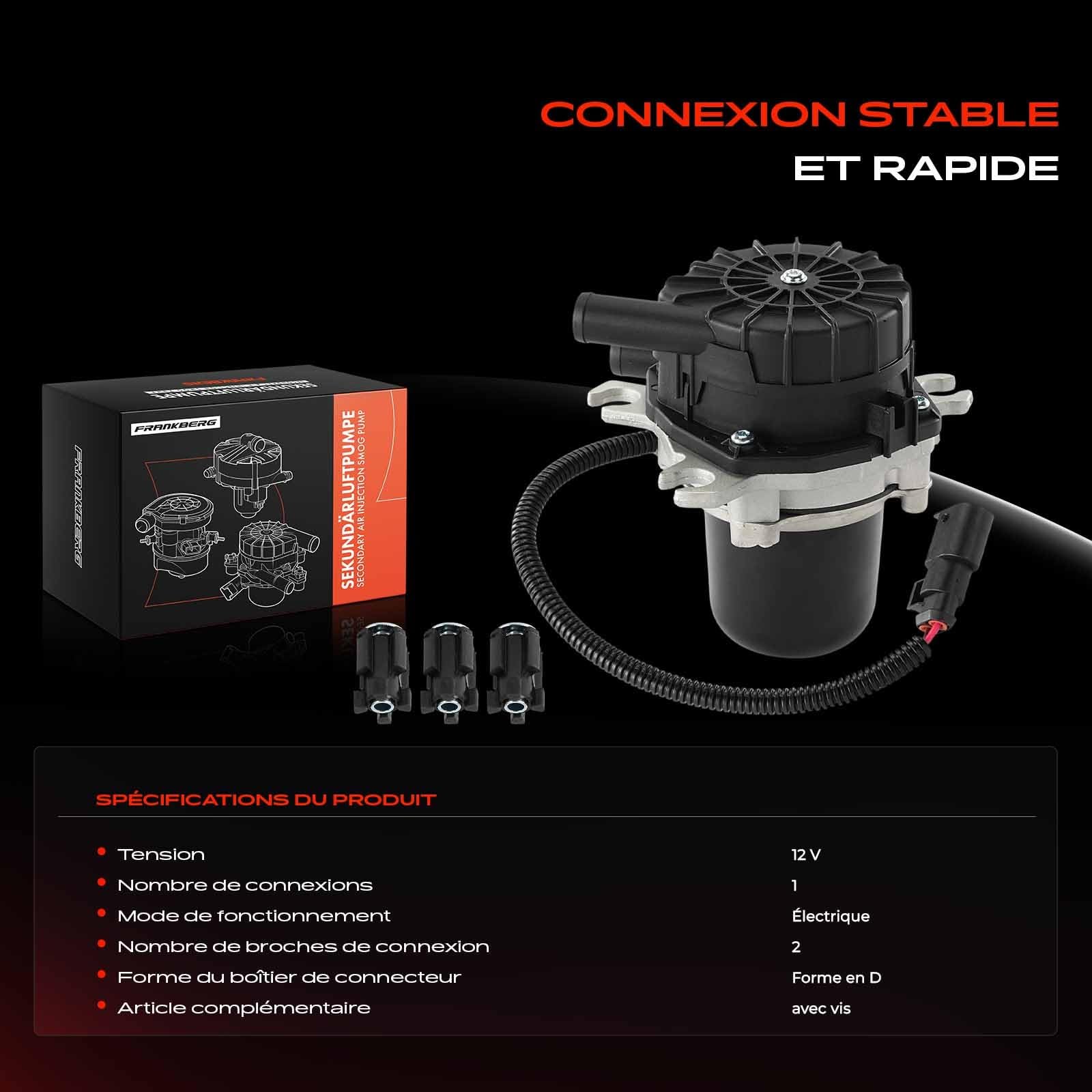 Frankberg Pompe à air secondaire, 2 pôles, 9653340580 | Compatible avec: Xsara N1, C5 Je casse DE, 306 7B N3 N5, Xsara Picasso N68, 307 CC 3B, C5 I DC, C4 I LC, 307 Pause 3E
