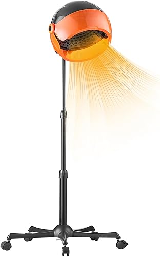 Happybuy Secador de capó iónico, secador de pelo profesional de 1875 W, temporizador y 3 ajustes de calor, velocidad ajustable, soporte móvil con