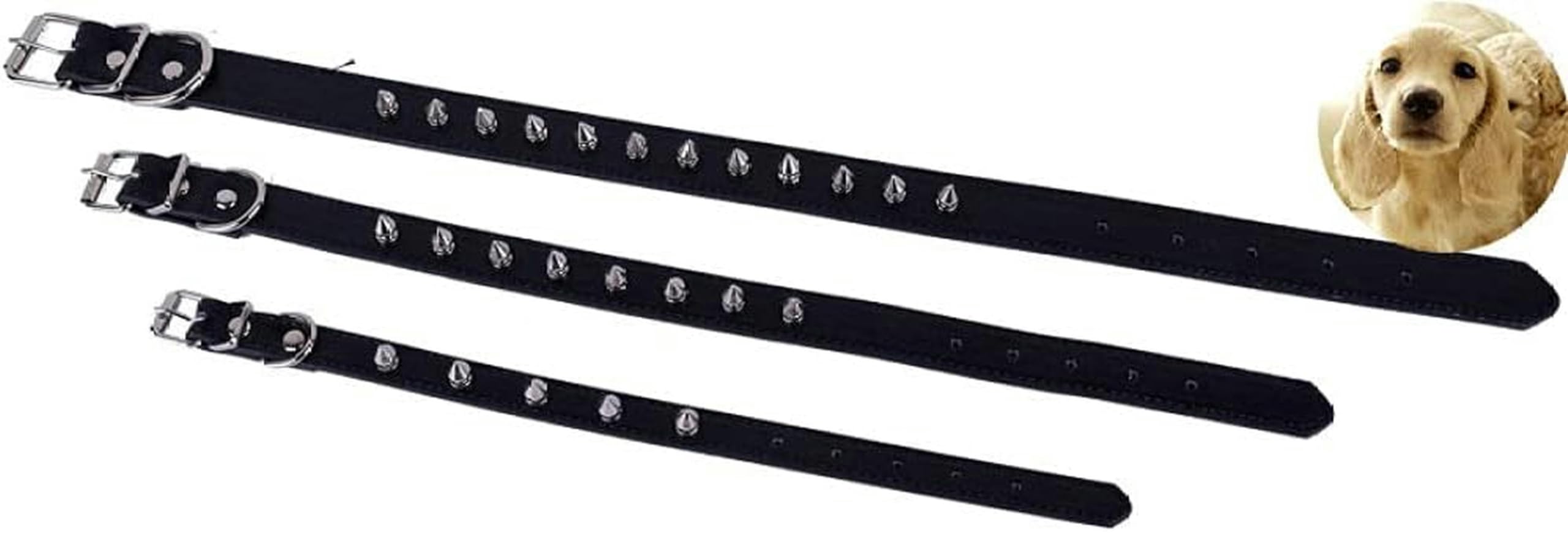 Hundehalsband mit Nieten und Spikes, Pu-Leder, für kleine Haustiere, Hundewelpen, Umhängeband, Rot, Schwarz, Lila, Farben, Größe SM L-Blau-S