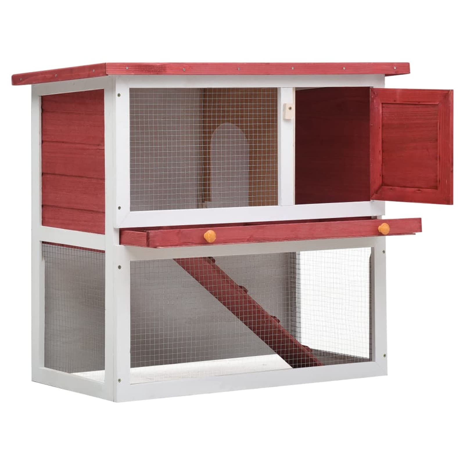 Jaula conejera con 1 Puerta, Jaula Cobaya, Jaulas para Conejos, Jaula Hamster, Casa Conejo, Casita Conejo, Nido Conejo, Madera Rojo