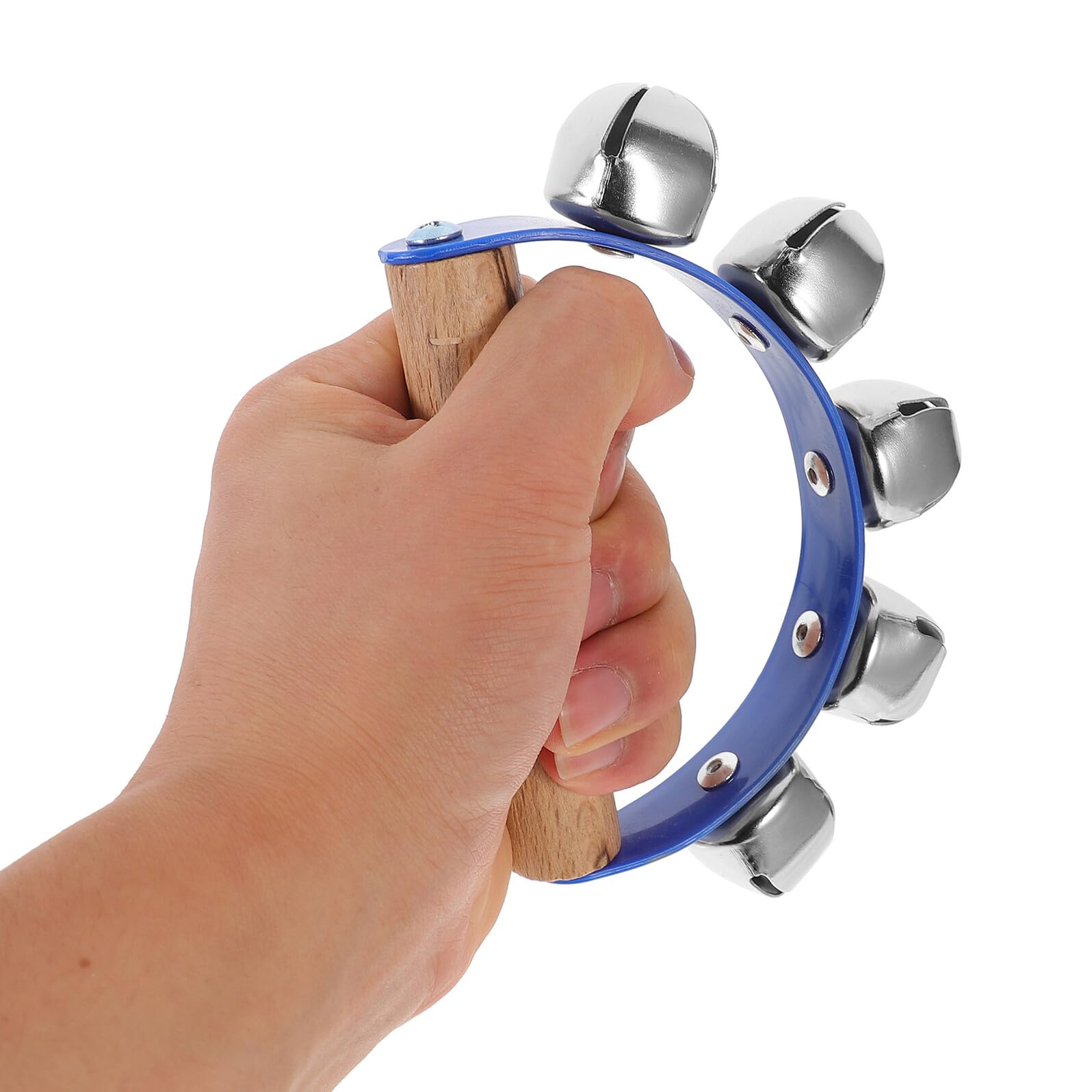 Tamburelli a Mano Semicircolari 6 Pezzi Blu per Principianti | Gioco Didattico per Asili e Altri Contesti, Impugnatura Ergonomica, Materiali Plastico Legno Metallo