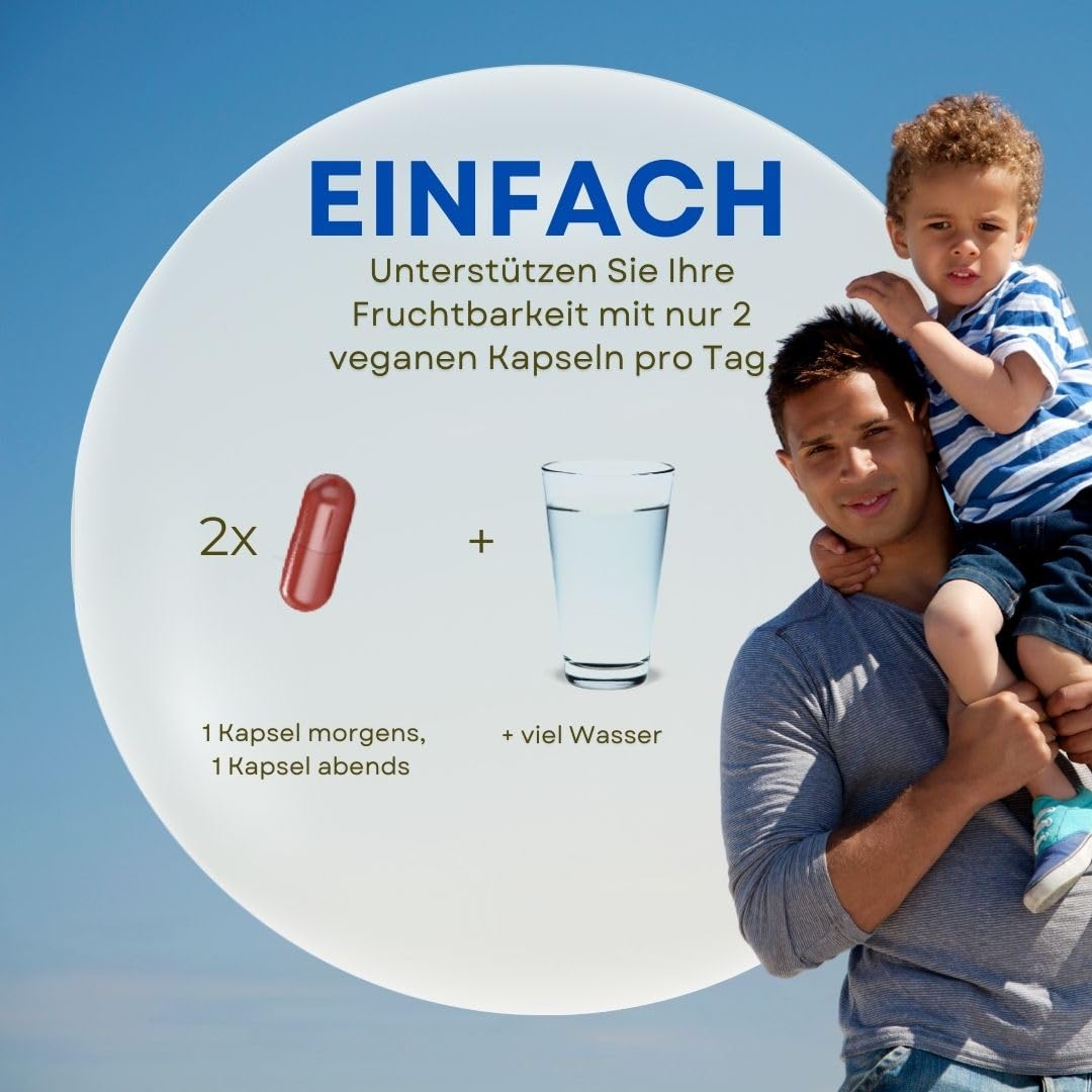 Fertilovit M plus | Fruchtbarkeit und Spermienbildung | Kinderwunsch Vitamine für den Mann | studiengetestet, patentiert für die Fertilität | 90 Kapseln