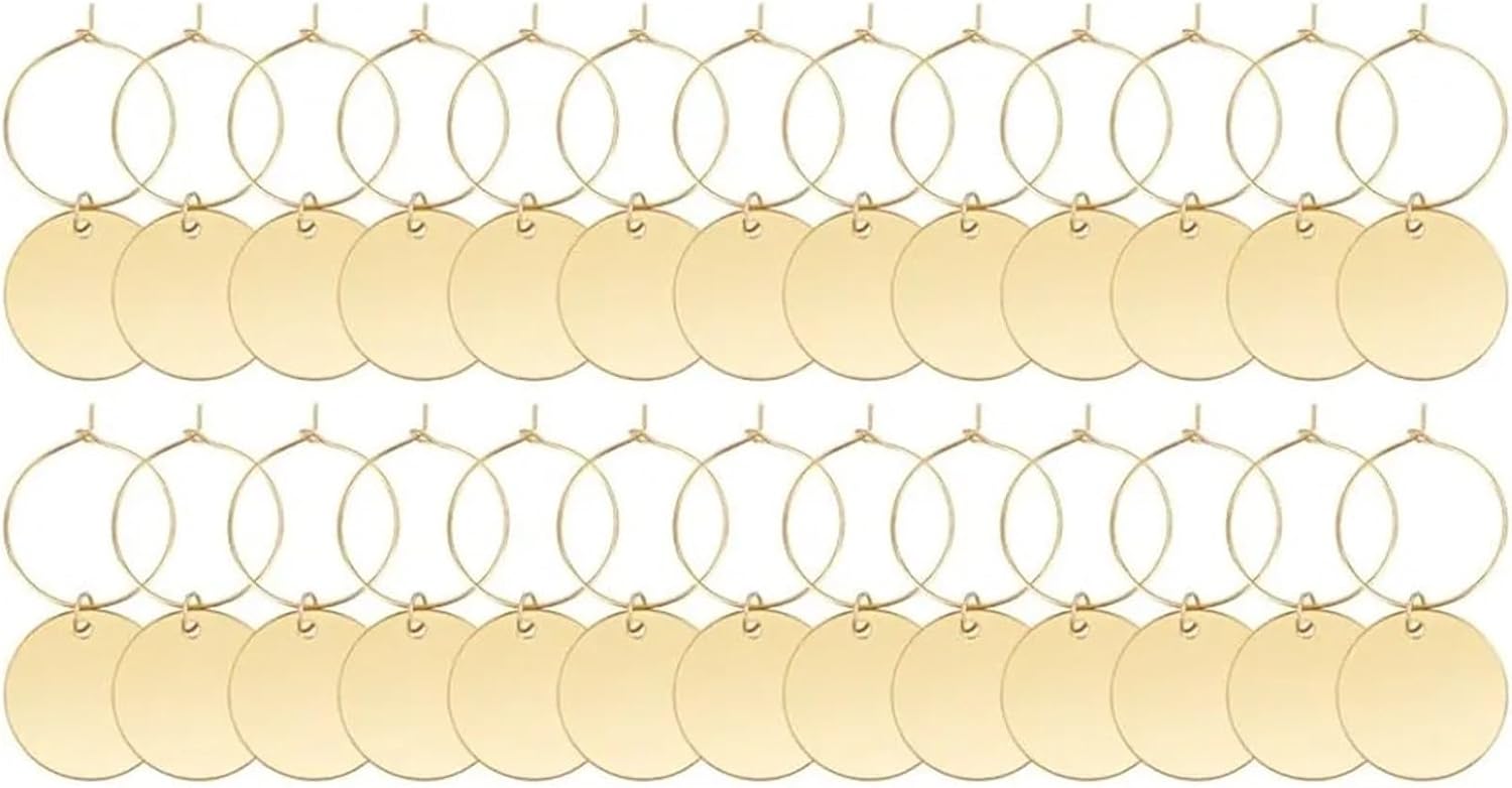 Wine Glass Markers Charms 40/100pcs Wine Glass Charms Acrylic Drink Markers Ring with Brass Hoop Party Decorations for Tasting kit