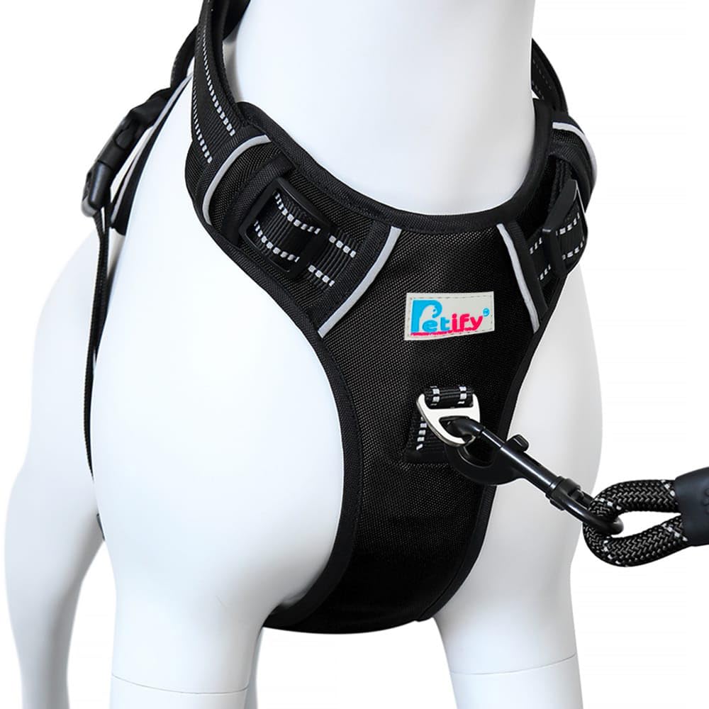 Petify Dog Harness, No-Pull Pet Harness with 2 Leash Clips, Adjustable Soft Padded Dog Vest, Reflective No-Choke Pet Vest with Easy Control Handle for Small, Medium, Large Dogs (Black)-New (M) (B0D87HQGKR) Amazon Price History, Amazon Price Tracker