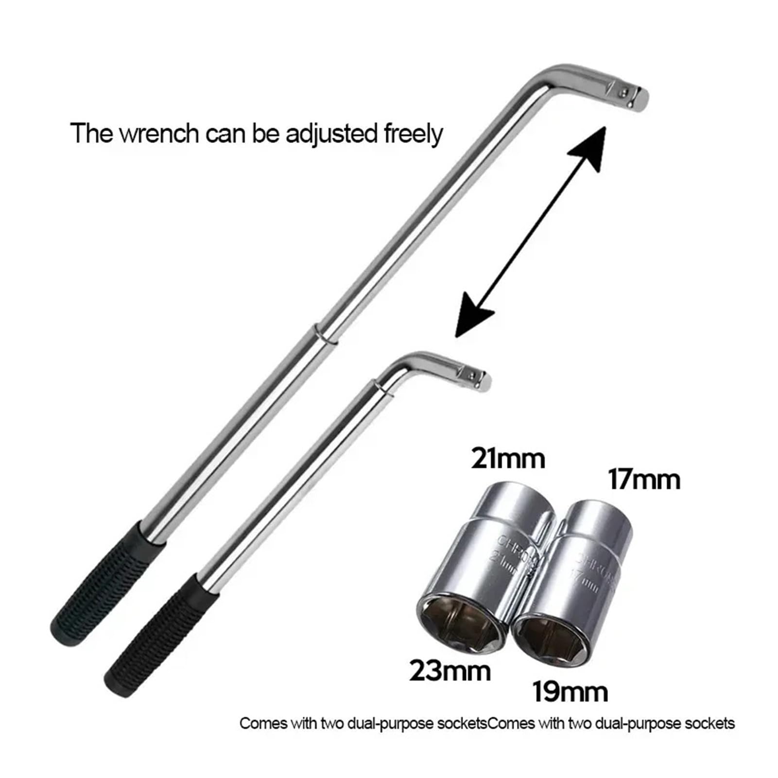 Ausziehbarer Radmutternschlüssel, Teleskop, mit Steckschlüsselsatz, Reifenmutternsatz, 17 mm, 19, 21, 23, for Autoreparaturen, Werkzeugsatz