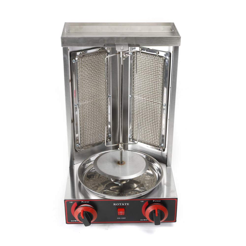 Barbacoa Vertical de Gas para Kebab y Pollo, giroscópica con tornillo, máquina de Kebab para Restaurante, Salón, Cocina - 3000 W (plateada)