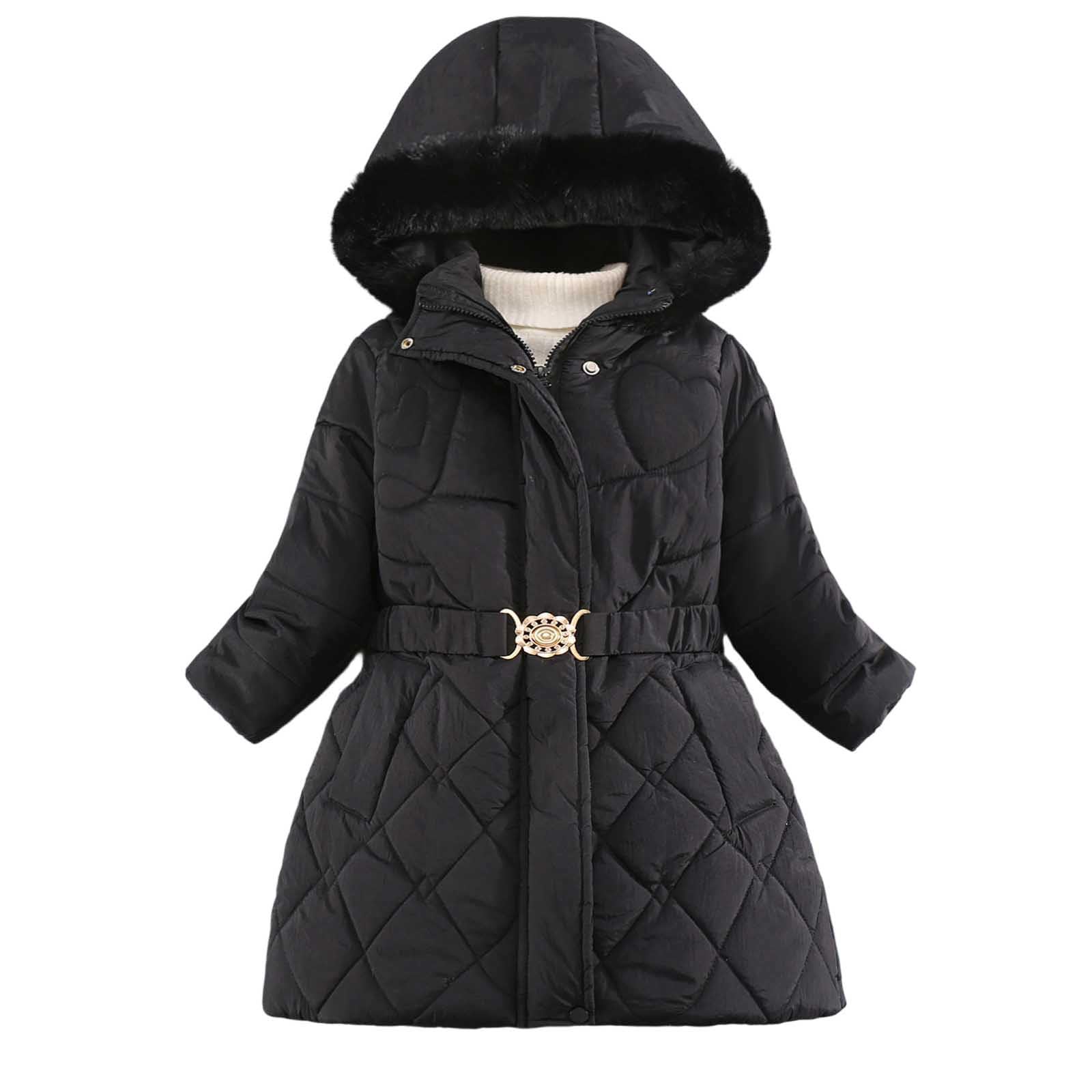 Genérico Chaqueta Cortavientos Niña - Abrigo De Invierno Infantil con Capucha Chaqueta Acolchada Cálida Forro Polar Resistente Al Cremallera Ropa De Abrigo para Niñas