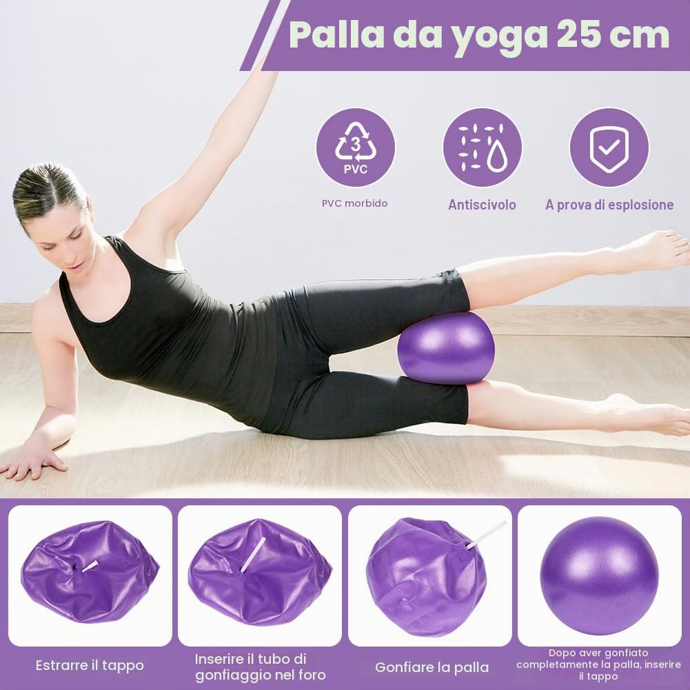 Yoga per Donne, Set di Anelli Pilates, per Casa, Yoga, Allenamento Forza e Flessibilità