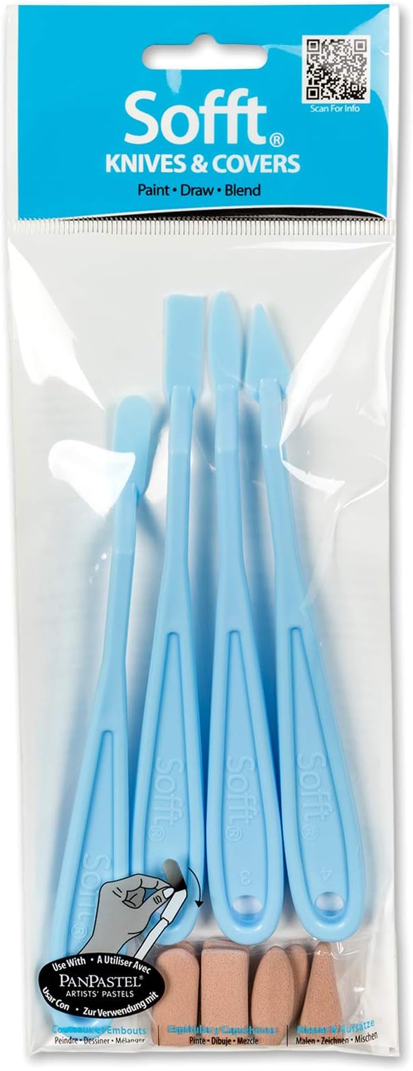 Panpastel Sofft Knives W/8 Covers - #1 Round, 2 Flat, 3 Oval & #4 Point (Pack of 2)