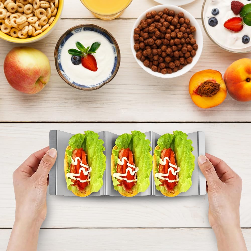 Set di Porta Tacos da 6 Pezzi, Porta Tacos in Metallo, Supporto per Tacos Durevole per Il Utilizzabile Come Stampino per Realizzare i gusci dei Tacos con, 50 Pezzi di Carta antigrasso