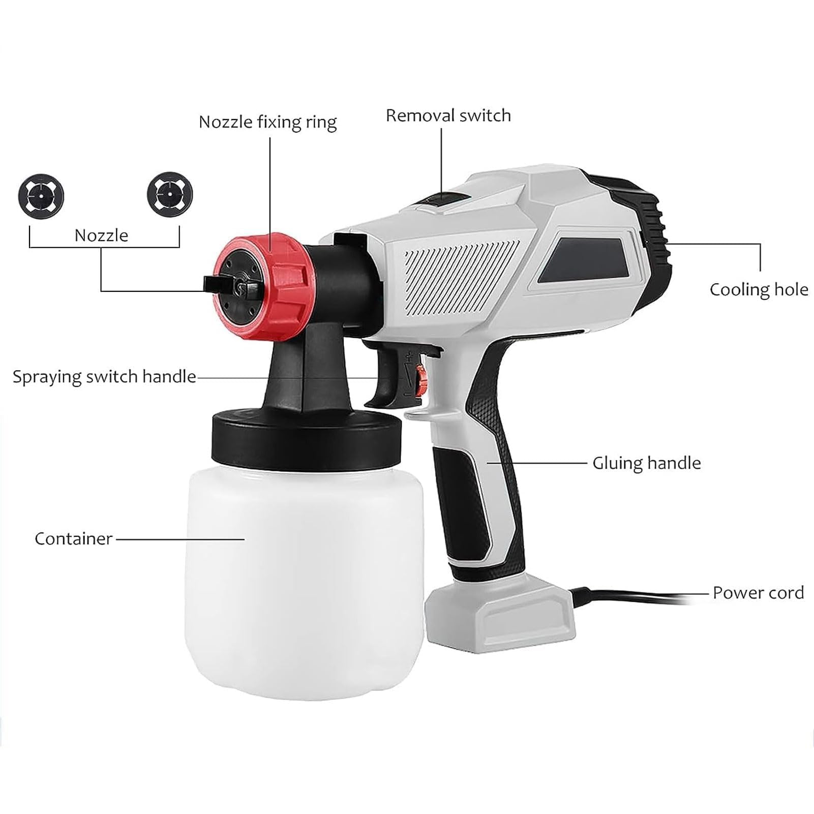 Kit De Pistola Pulverizadora De Chocolate 500w/800w, Aerógrafo Eléctrico De Decoración De Pasteles 800ml Con 3/2 Boquillas, Volumen De Pulverización Ajustable Para Repostería, Postres Y Máquina 500W